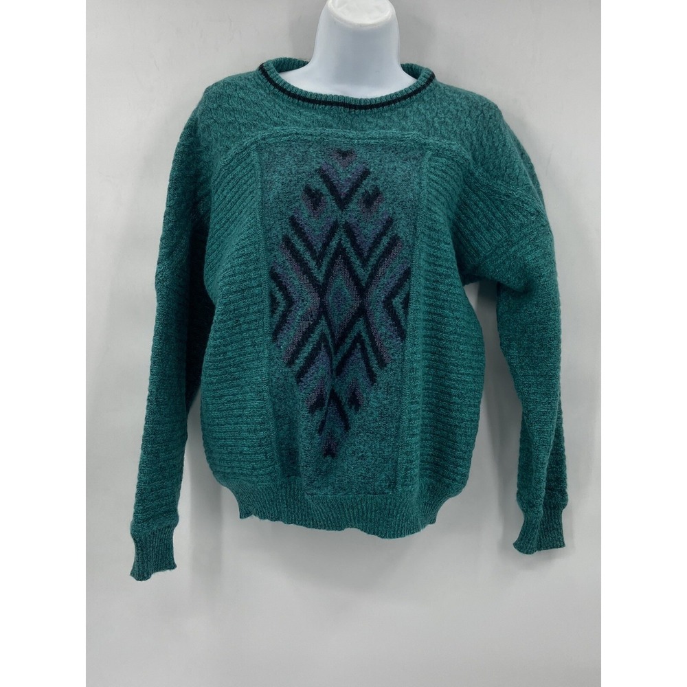 ST. Croix Knits Dick Bruhn, Women's Sweater Large Green Sweater 70% Wool‎ USA